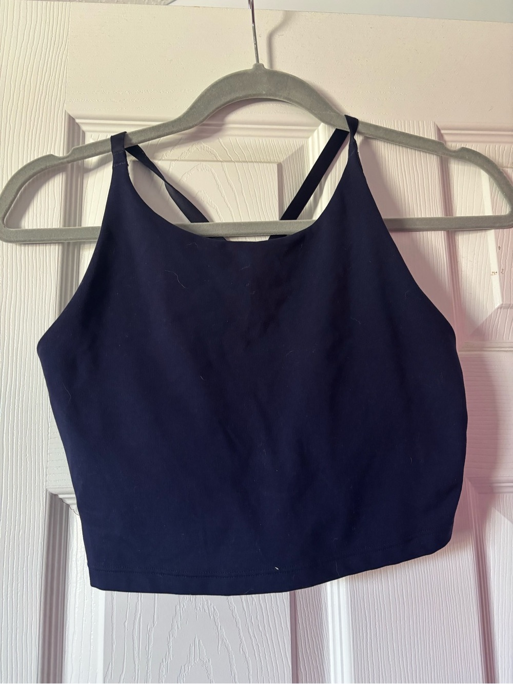 Navy Cropped Tank Top with Double Straps